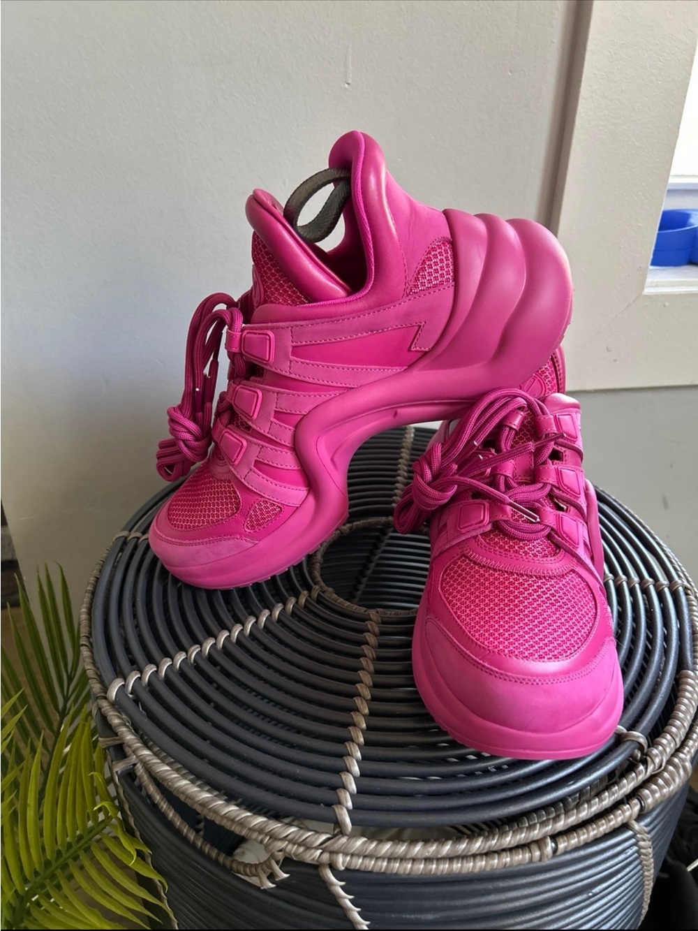 Hot Pink Women's Chunky Platform Sneakers